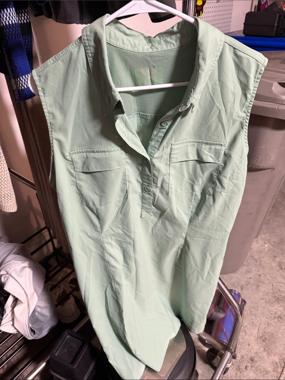 Reel Legends Sleeveless Shirt Dress in Mint Green